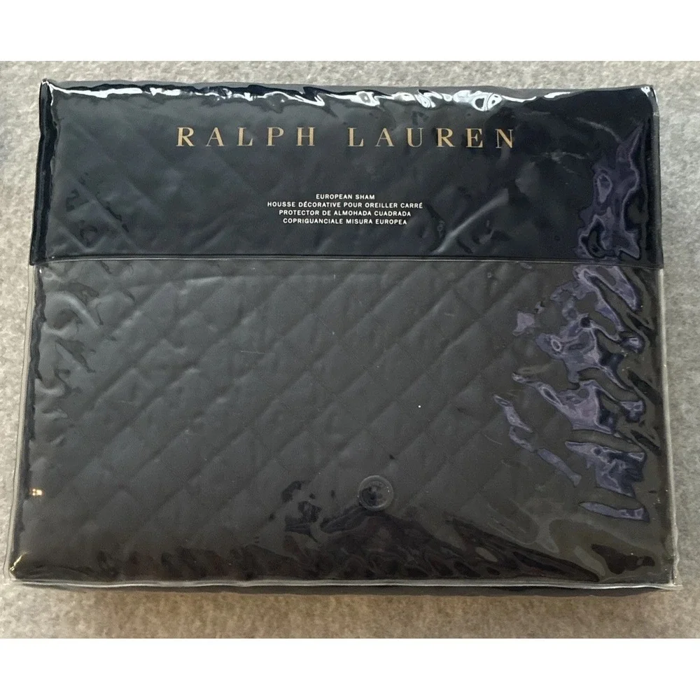 Ralph Lauren Wyatt Polo Navy Blue Quilted Euro Sham NEW Designer $145